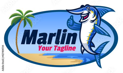 cartoon marlin fish mascot
