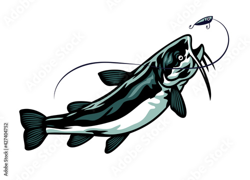 catfish chasing the fishing lure photo