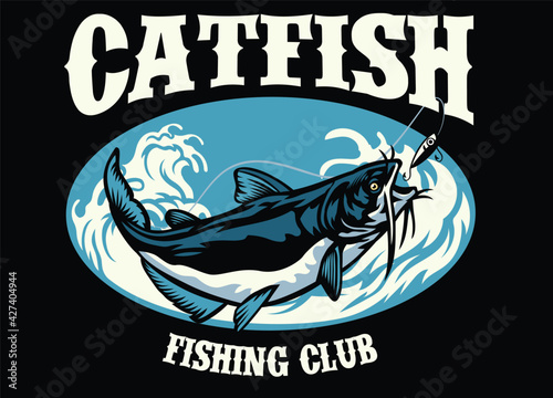 shirt design of fishing catfish