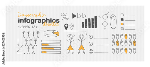 Doodles for demographic infographics. For statistics, business and presentations photo