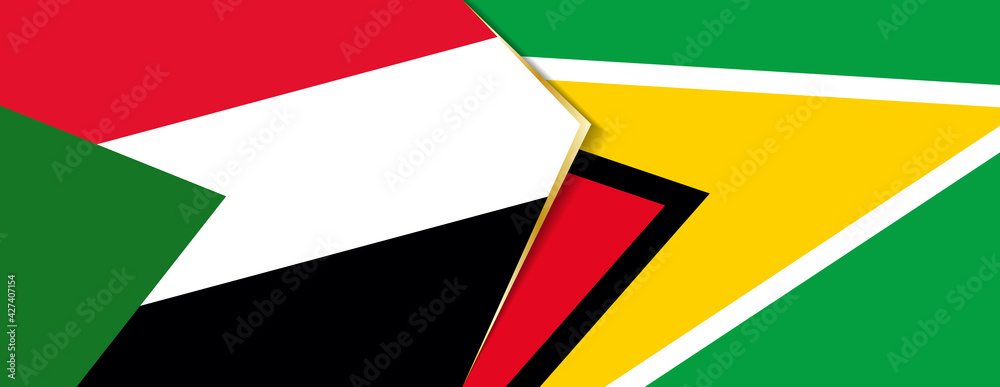 Sudan and Guyana flags, two vector flags. Sudan and Guyana flags, two vector flags.