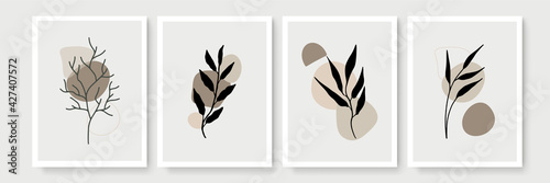 Modern minimalist abstract aesthetic illustrations. Bohemian style wall decor. Collection of contemporary artistic posters.