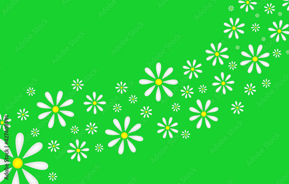 beautiful illustration with daisies on a green background beautiful illustration with daisies on a green background