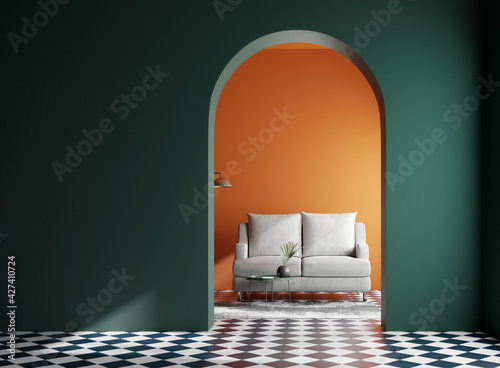 Fototapeta Naklejka Na Ścianę i Meble -  Colorful living room. Interior design. 3d rendering
