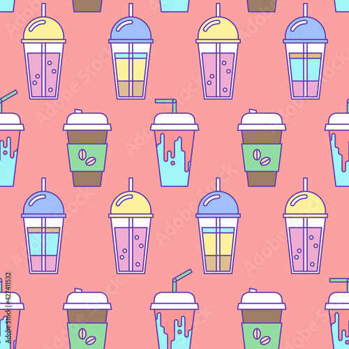 coffee takeaway drink seamless pattern
