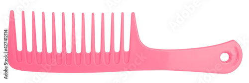 Plastic pink comb trendy isolated on white background