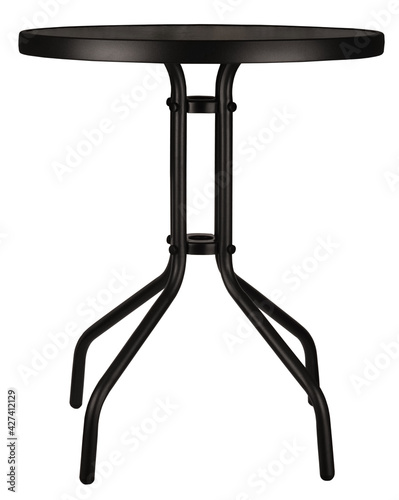 Fotografering Black round bistro table isolated on white background