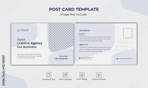 Digital creative corporate business agency postcard template ai