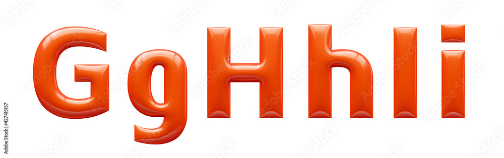 red 3d alphabet, 3d illustration, letter g h i red 3d alphabet, 3d illustration, letter g h i