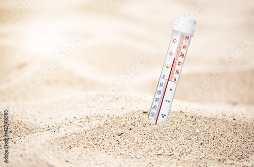 Summer beach thermometer and free space for your tekst