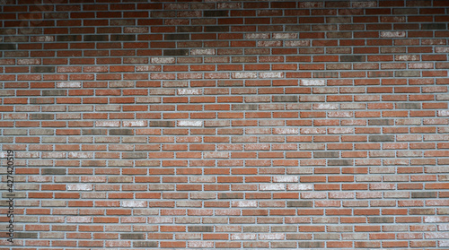 Red color old brick wall panoramic background