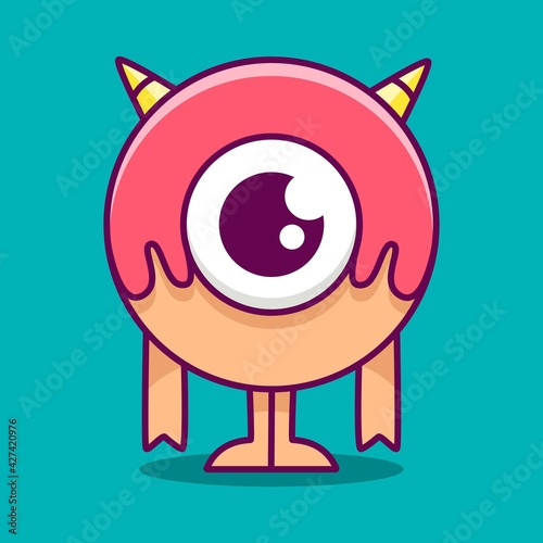 hand drawn kawai doodle cartoon monster designs for wallpaper, stickers, coloring books, pins, emblems, logos and more