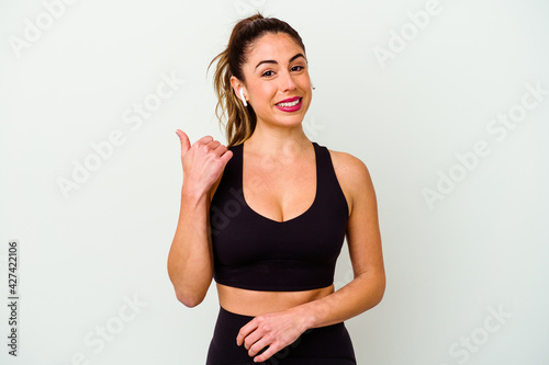 Young sport caucasian woman isolated on white background