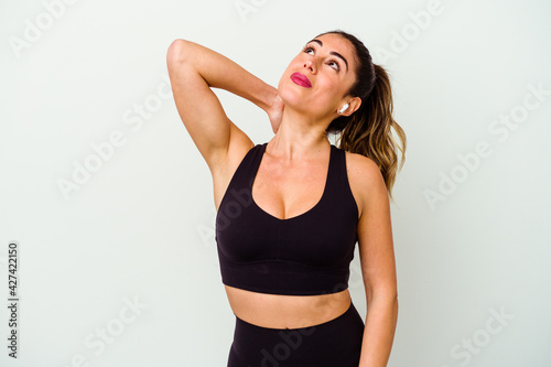 Young sport caucasian woman isolated on white background