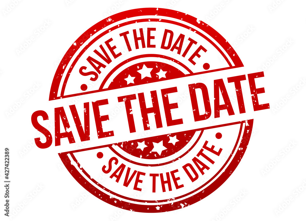 Save the Date Stamp Button Banner Badge in red. Save the Date Stamp Button Banner Badge in red.