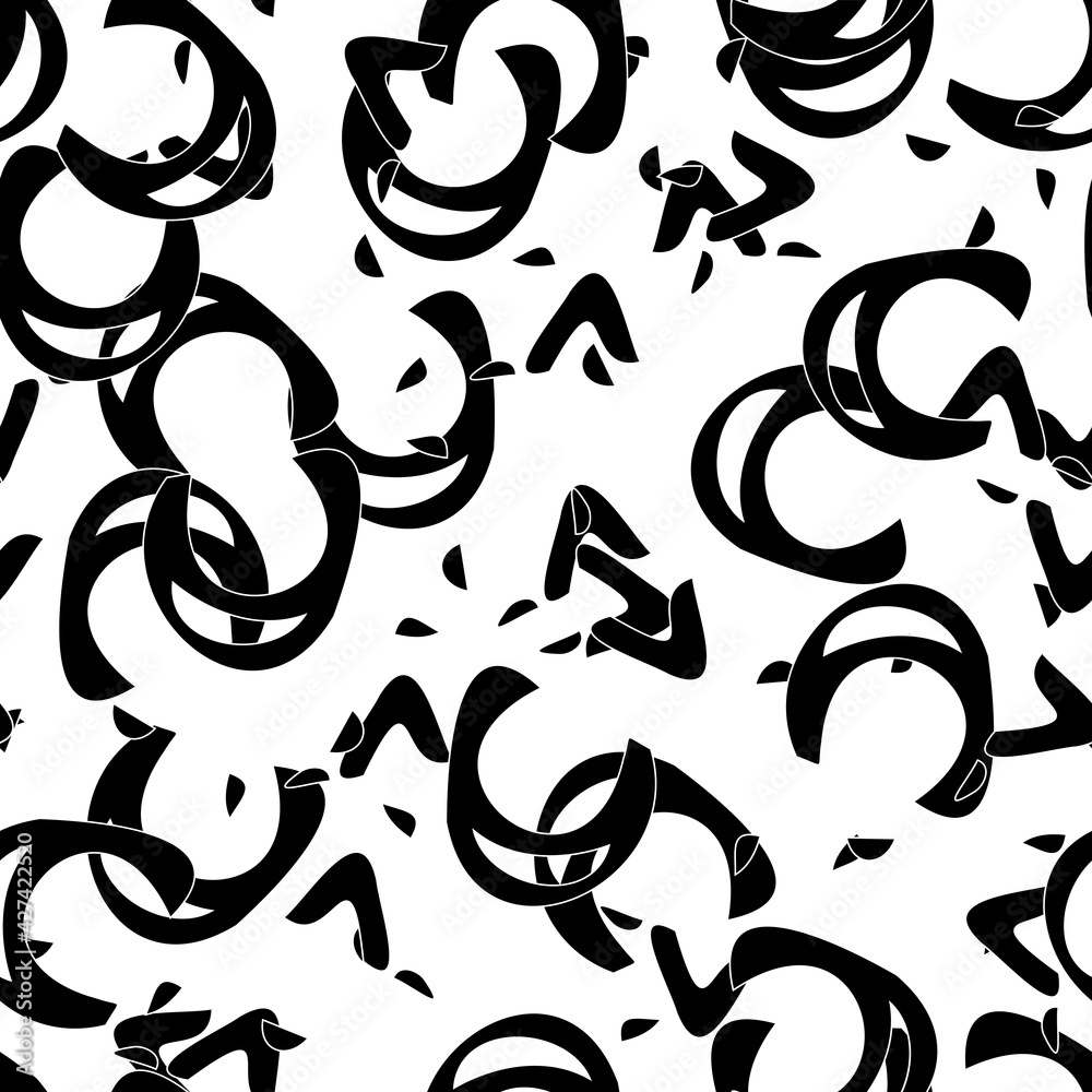 Seamless monochrome pattern of abstract elements