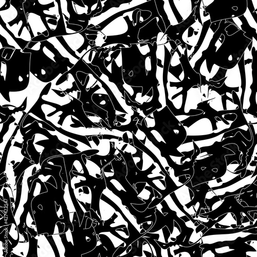 Seamless black and white abstract pattern. Grunge background monochrome repeating