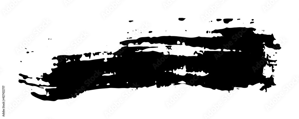 Smear of black paint on a white background