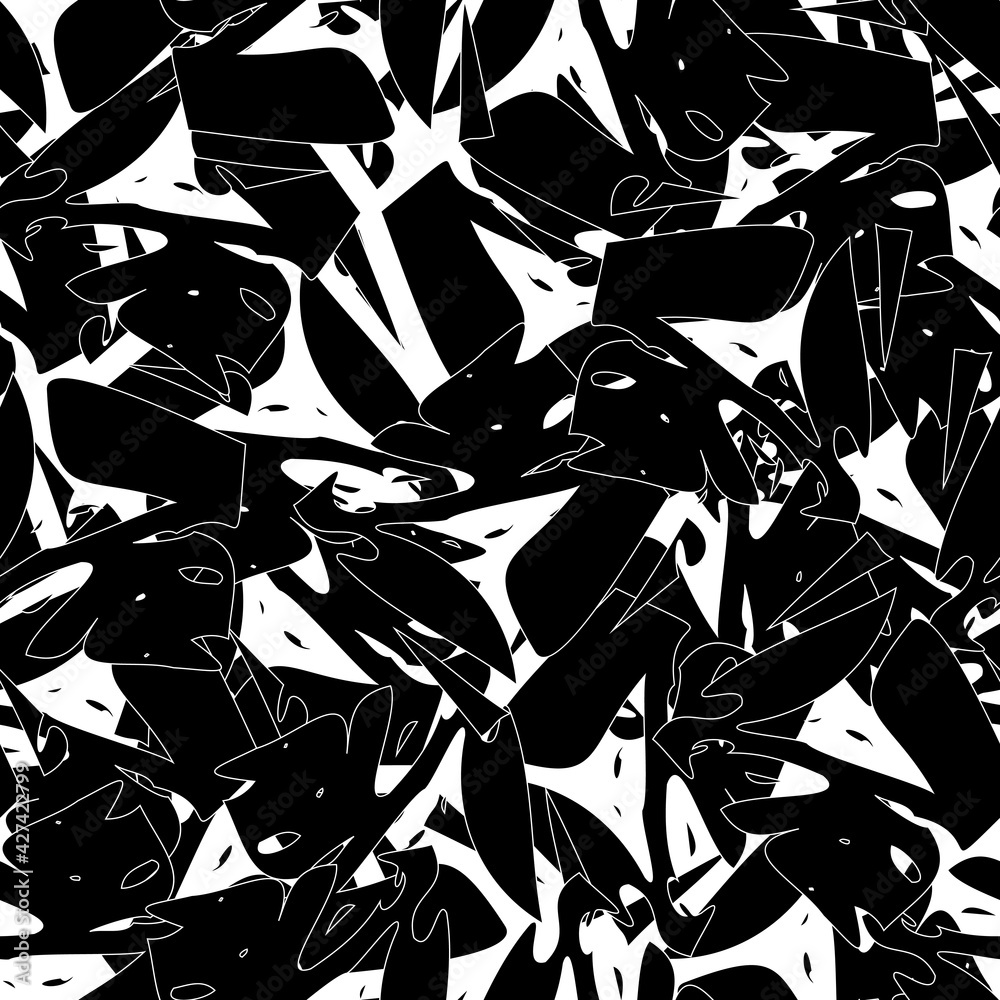 Seamless black and white background. Grunge texture monochrome