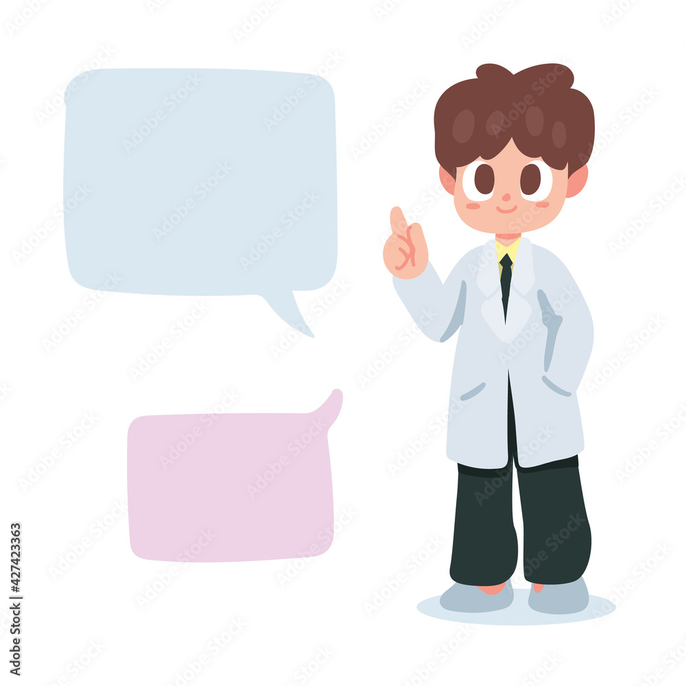 A man doctor talk about something, Cartoon vector illustratio A man doctor talk about something, Cartoon vector illustratio