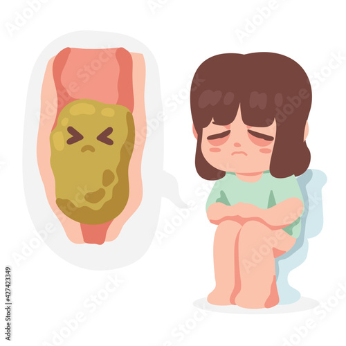   A woman has constipation symptom, Vector illustration