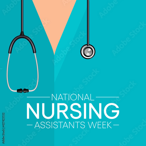 National Nursing assistants week is observed every year in June, The main role of a CNA is to provide basic care to patients and help them with daily activities. vector illustration.