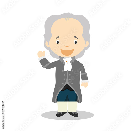 Johan Wolfgang von Goethe cartoon character. Vector Illustration. Kids History Collection. photo