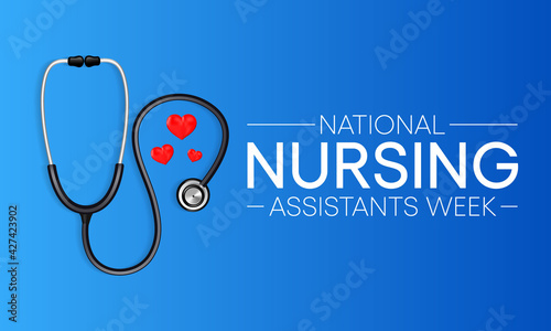 National Nursing assistants week is observed every year in June, The main role of a CNA is to provide basic care to patients and help them with daily activities. vector illustration.