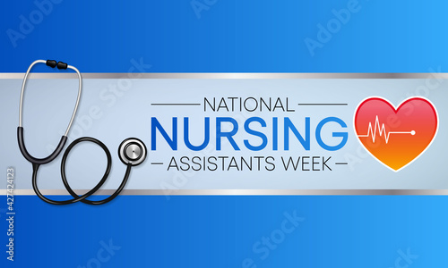 National Nursing assistants week is observed every year in June, The main role of a CNA is to provide basic care to patients and help them with daily activities. vector illustration.