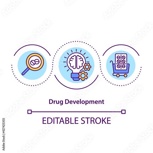 Wallpaper Mural Drug development concept icon. New medications research process idea thin line illustration. Medicine discovering. Pharmacology, medicine. Vector isolated outline RGB color drawing. Editable stroke Torontodigital.ca