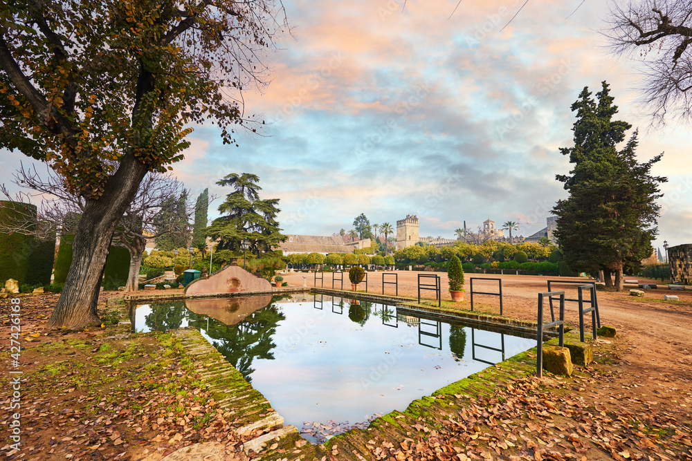 Pond in the gardens of Alcazar de los Reyes Cristianos Pond in the gardens of Alcazar de los Reyes Cristianos