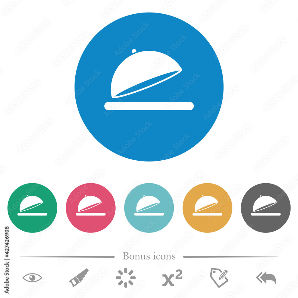 Open food tray flat round icons Open food tray flat round icons