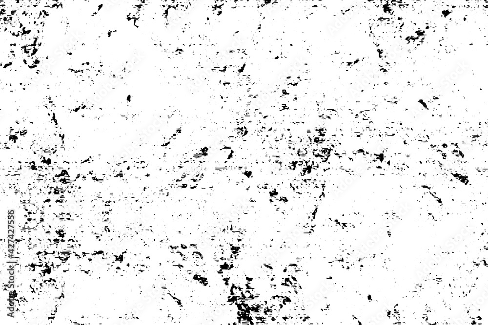 Grunge background black and white. Texture of chips, cracks, scratches, scuffs, dust, dirt. Dark monochrome surface. Old vintage vector pattern