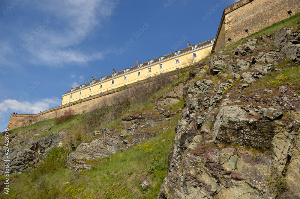 walls of Petrovaradin fortress in bright spring day, Petrovaradin, Vojvodina