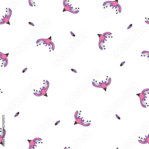 Seamless pattern with folks flowers