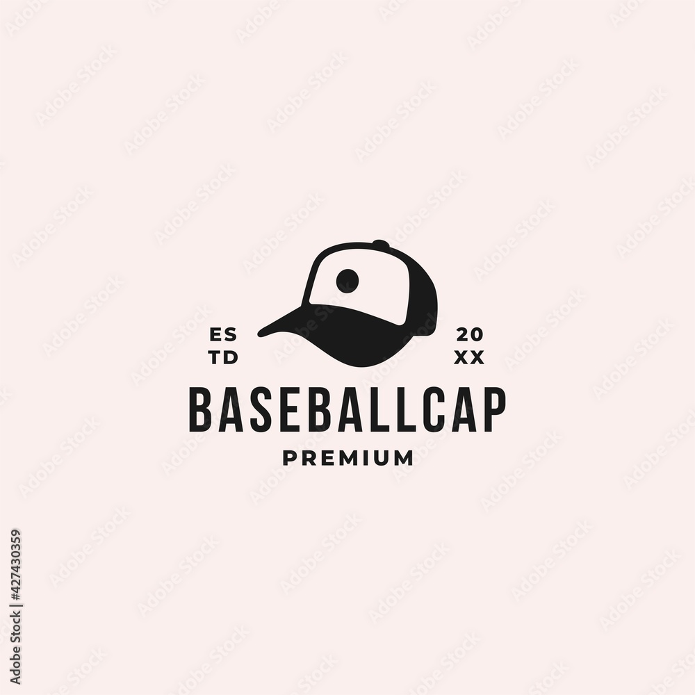 Baseball cap logo concept with isolated silhouette cap symbol Stock