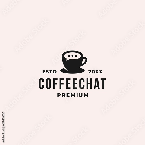 coffee chat and talk logo with chat bubble balloon to symbolize chat, dialogue and discussion