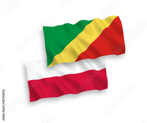 Flags of Republic of the Congo and Poland on a white background