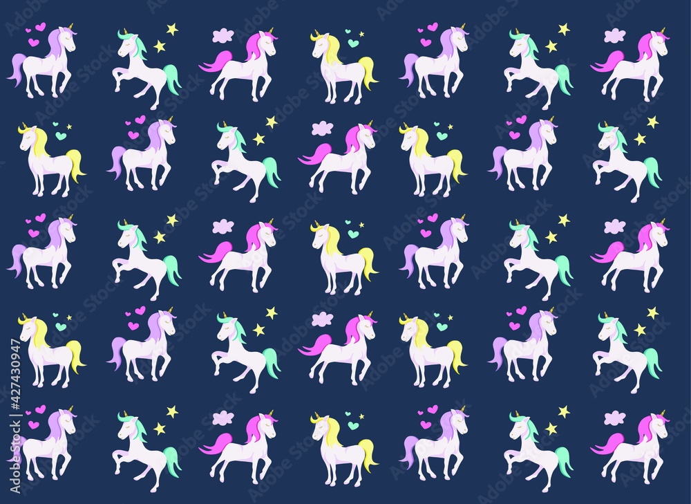 cute unicorn. vector background with unicorns 