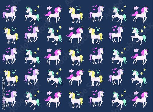 cute unicorn. vector background with unicorns 
