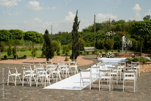 Beautiful wedding ceremony place with natural materials