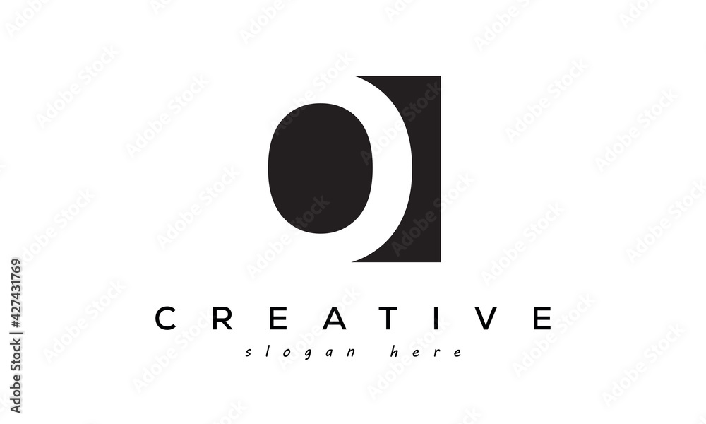 O letter negative space logo design Stock Vector | Adobe Stock