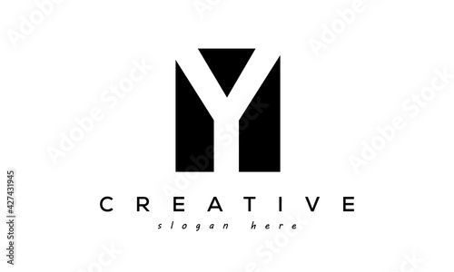 Y letter negative space logo design photo