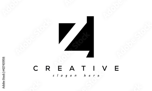 Z letter negative space logo design photo