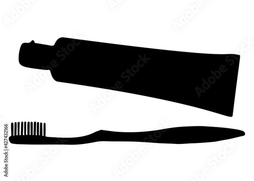 Toothbrush and toothpaste included. Vector image.;