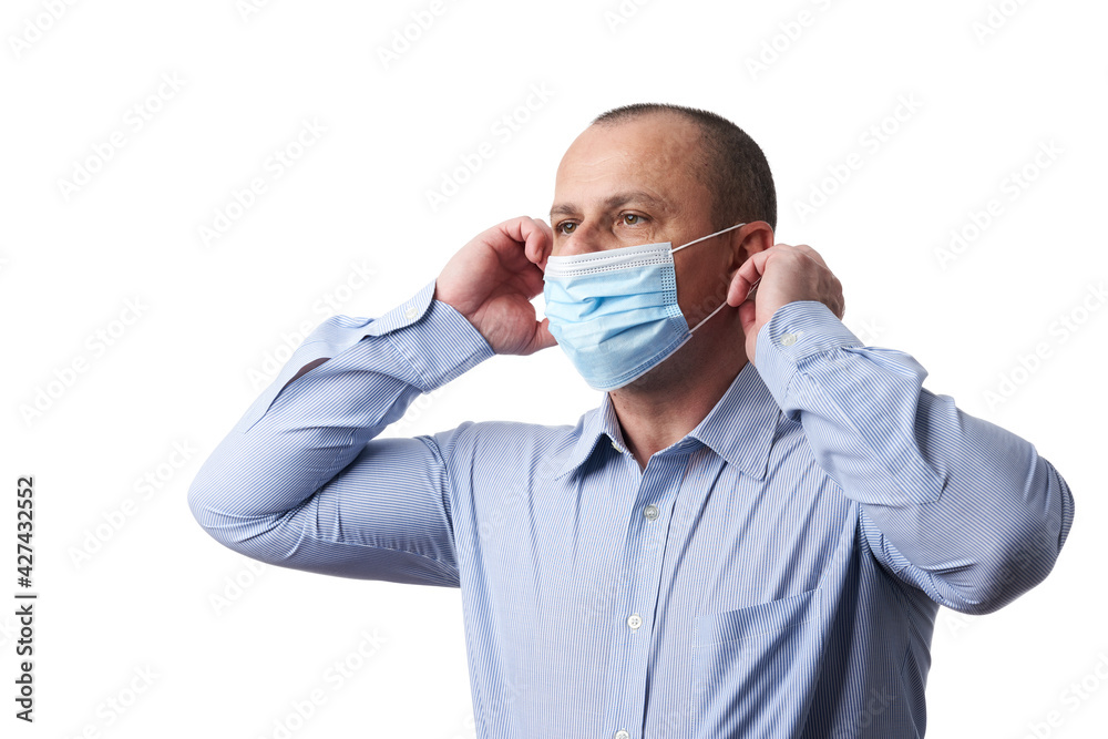 Businessman with face mask isolated