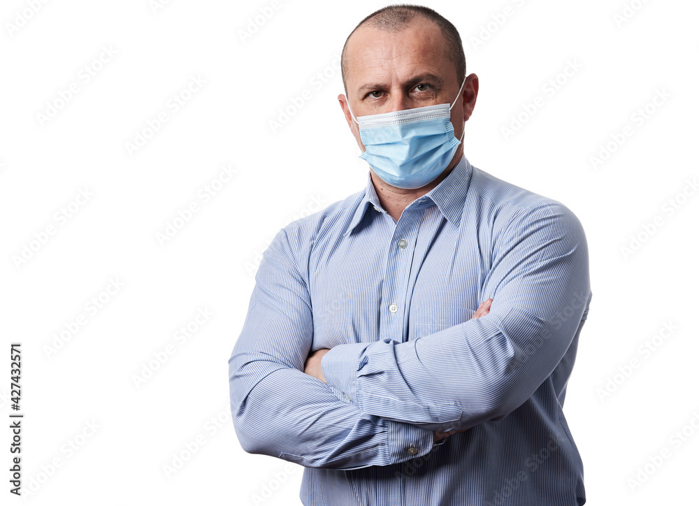 Businessman with face mask isolated Businessman with face mask isolated