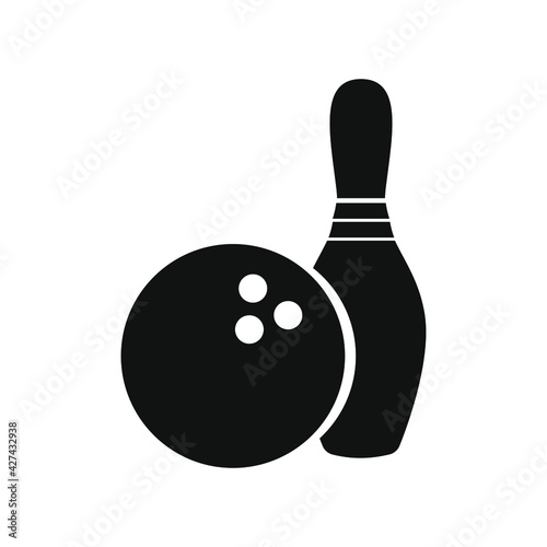 Simple silhouette icon bowling skittles with ball. Vector illustration. Editable and changeable color. Minimalist and simple design.
