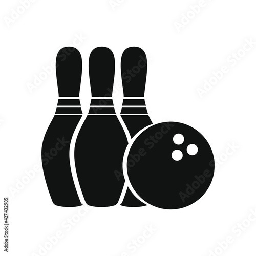 Simple silhouette icon bowling skittles with ball. Vector illustration. Editable and changeable color. Minimalist and simple design.
