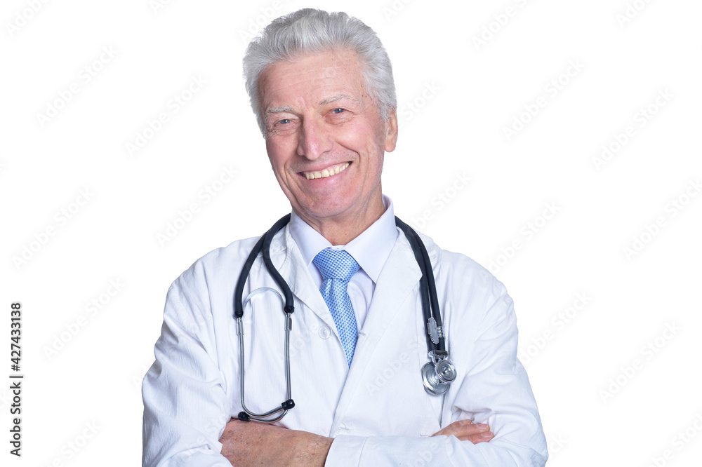 portrait of senior male doctor with stethoscope portrait of senior male doctor with stethoscope